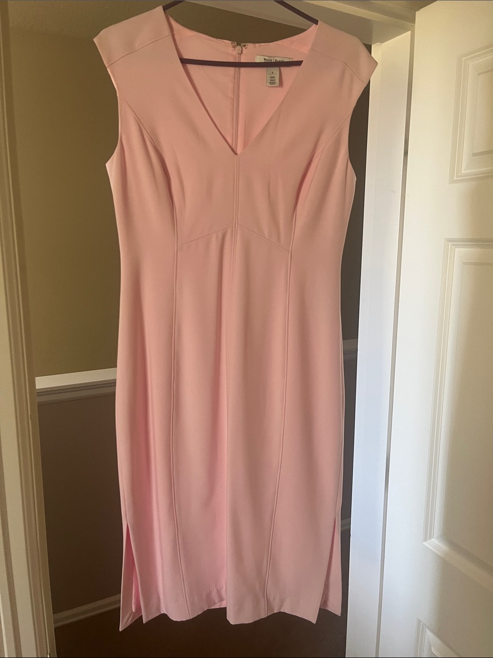White House Black Market Pink V-Neck Sheath Dress, size 6